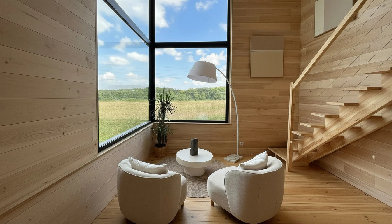 Atelier de menuiserie o&ugrave; un artisan utilise une herminette pour fa&ccedil;onner une pi&egrave;ce de bois