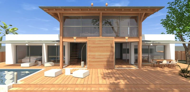 Structure de toit en bois pour une maison, construction de maison en bois