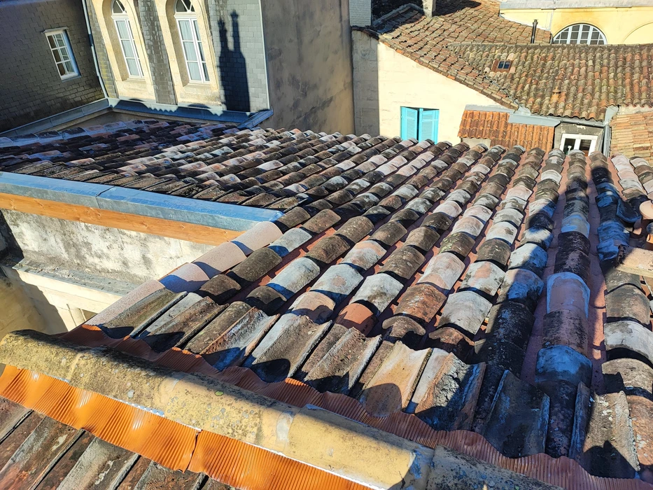 Bâtiment moderne en bois avec bardage vertical, toit à deux pans en tuiles terre cuite